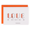 Orange Mayday Press greeting card: "Love and Kisses"
