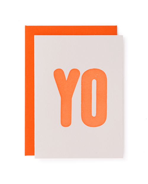 "Yo" Orange Mayday Press greeting card