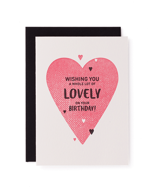 "Wishing you a whole lot of lovely on your birthday!" Mayday Press greeting card