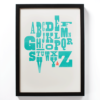 Alphabet Jumble in black frame. Poster by Mayday Press