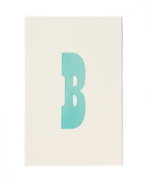Letterpress print "B" by Mayday Press