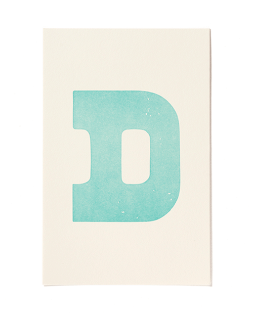 Letterpress print "D" by Mayday Press