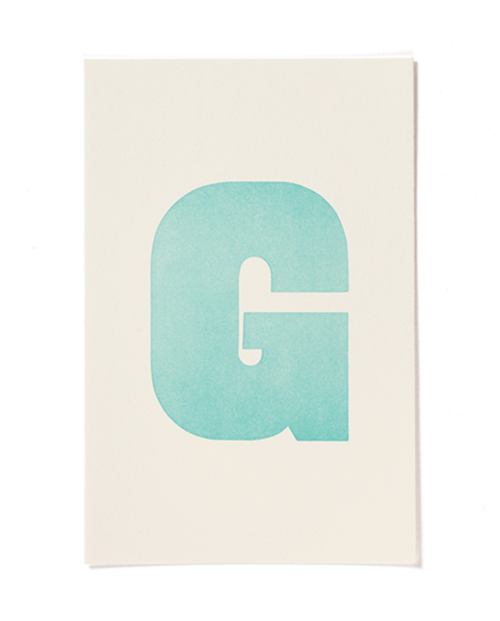 Letterpress print "G" by Mayday Press