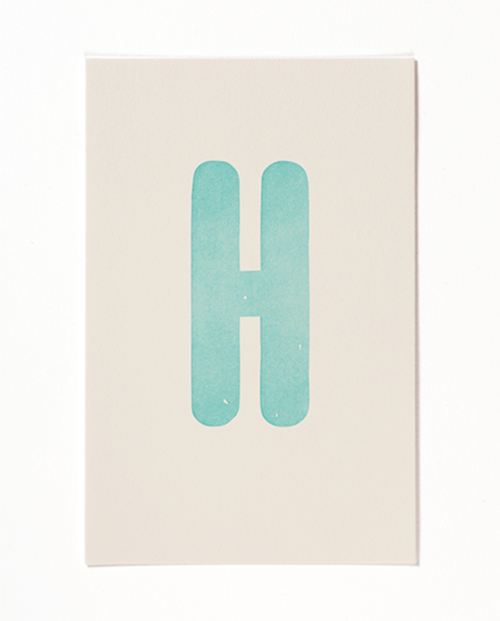 Letterpress print "H" by Mayday Press