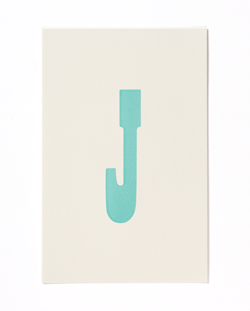 Letterpress print "J" by Mayday Press