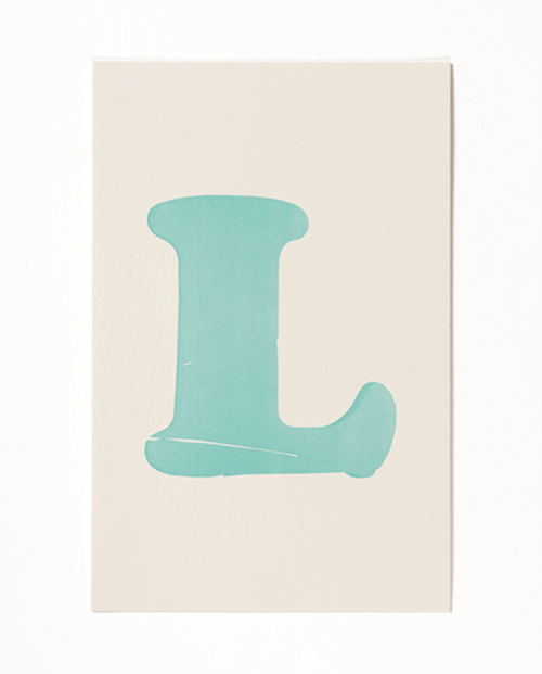 Letterpress print "L" by Mayday Press
