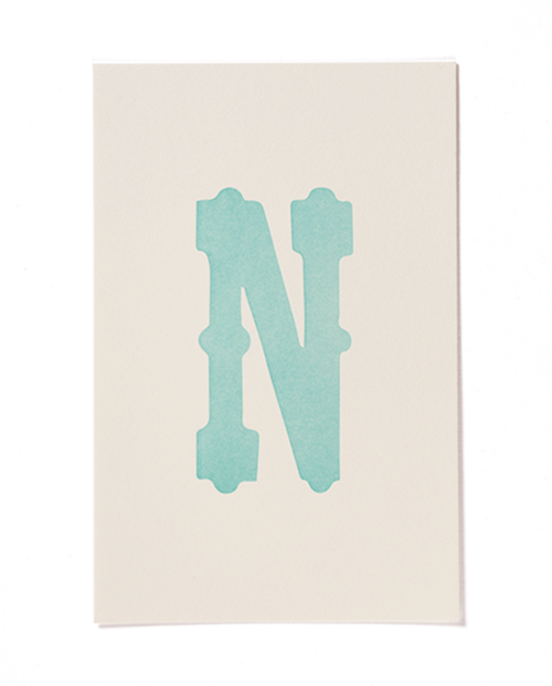 Letterpress print "N" by Mayday Press