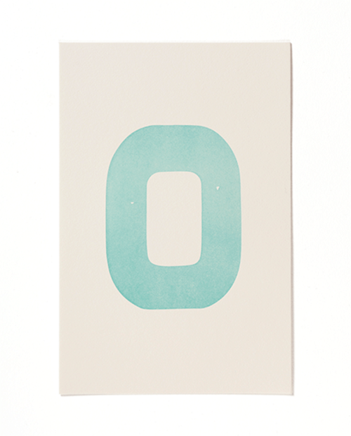 Letterpress print "O" by Mayday Press
