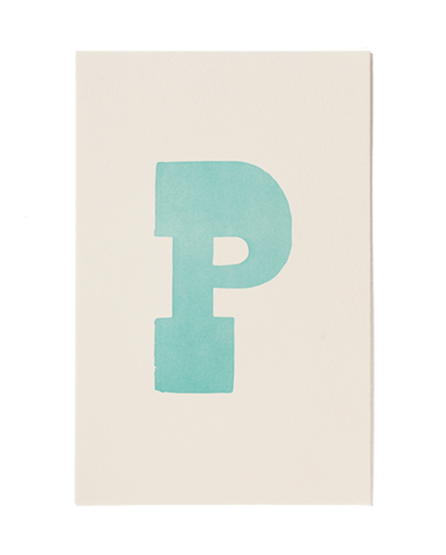 Letterpress print "P" by Mayday Press