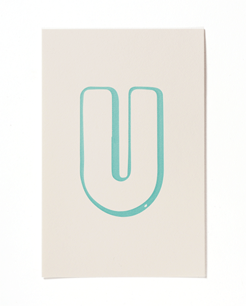 Letterpress print "U" by Mayday Press