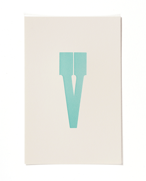 Letterpress print "V" by Mayday Press