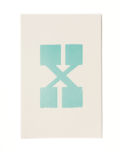 Letterpress print "X" by Mayday Press